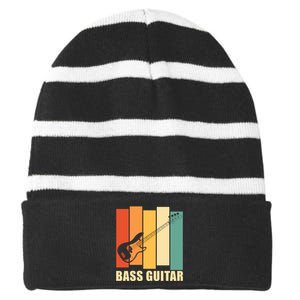 Bass Guitar Striped Beanie with Solid Band