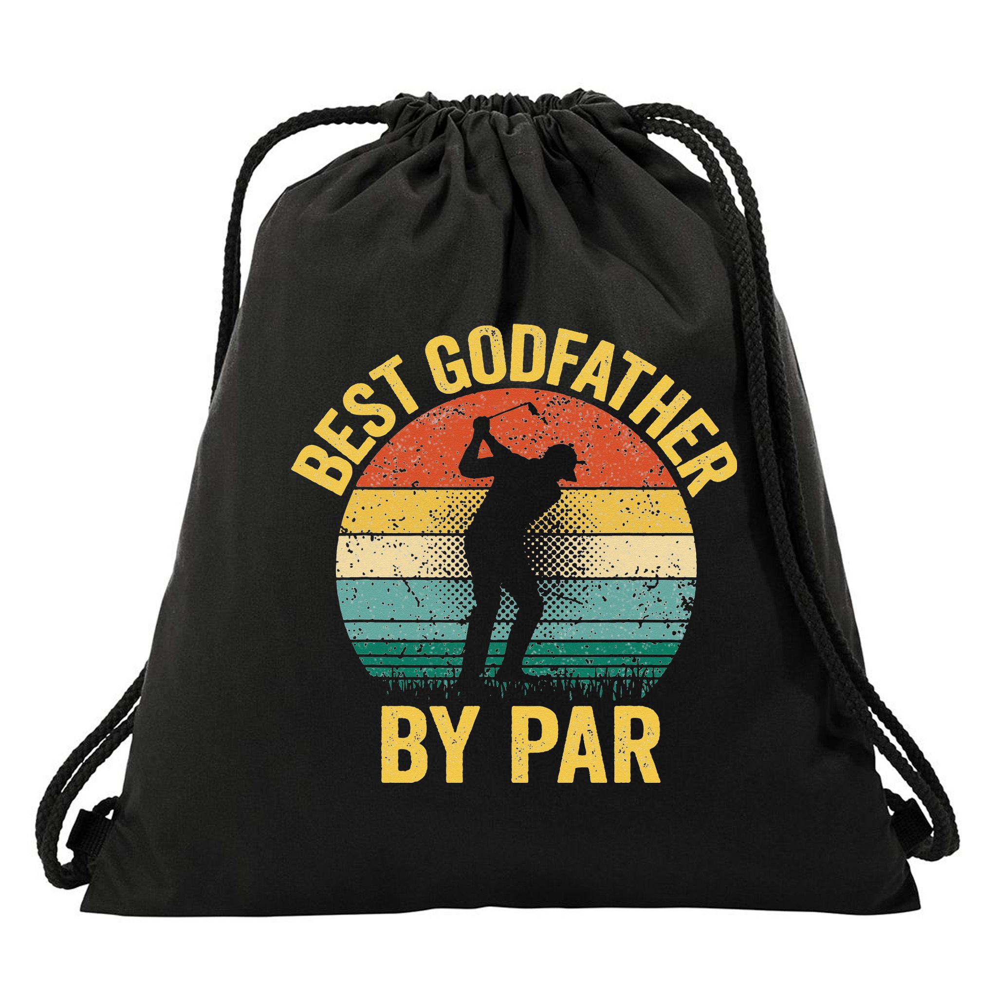Best Godfather By Par Father's Day Golf Gift Grandpa Drawstring Bag