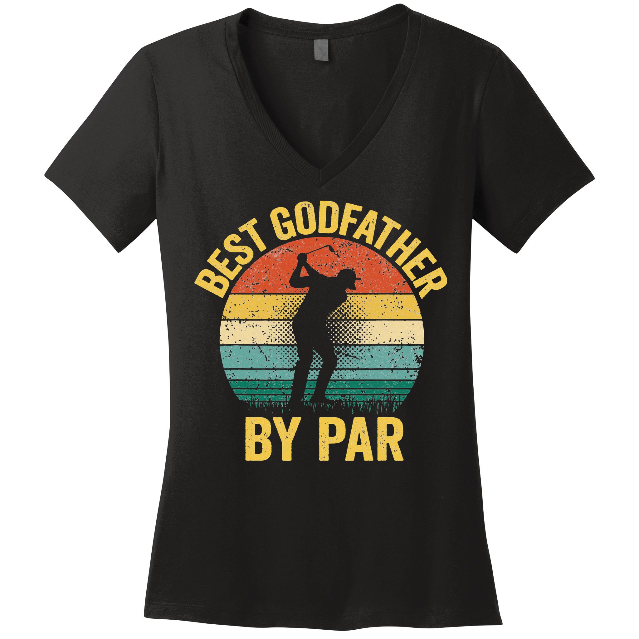 Best Godfather By Par Father's Day Golf Gift Grandpa Women's V-Neck T-Shirt