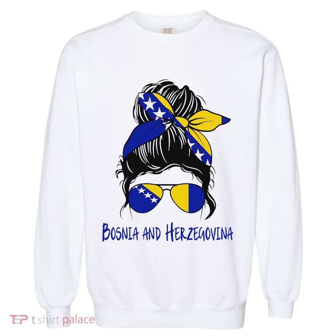 Bosnian Girl Bosniaks Girl Bosnia And Herzegovina Flag Garment-Dyed Sweatshirt