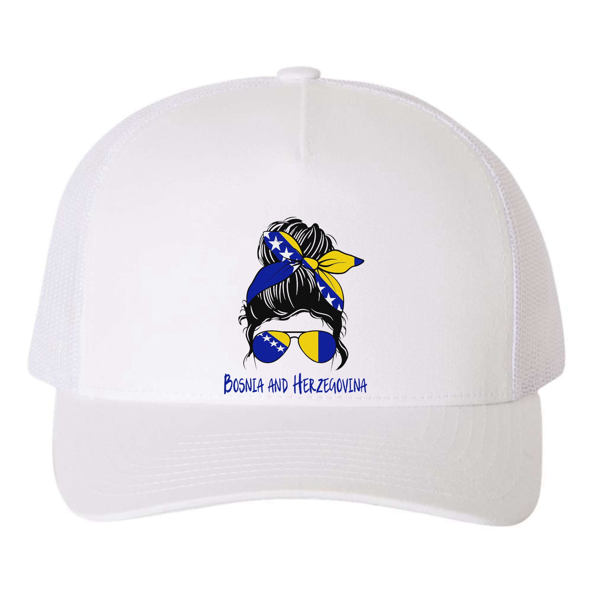 Bosnian Girl Bosniaks Girl Bosnia And Herzegovina Flag Yupoong Adult 5-Panel Trucker Hat