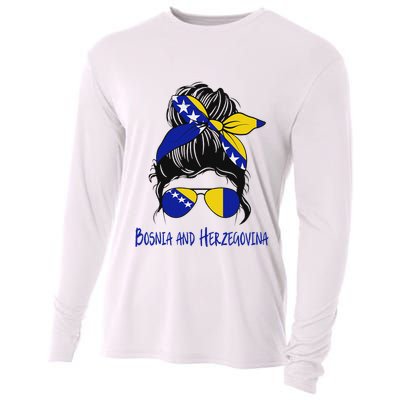 Bosnian Girl Bosniaks Girl Bosnia And Herzegovina Flag Cooling Performance Long Sleeve Crew