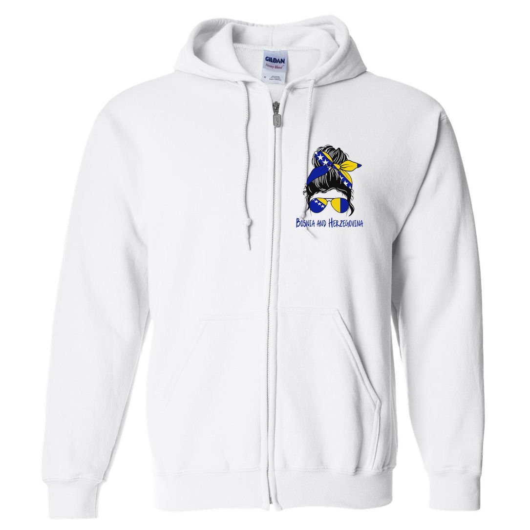 Bosnian Girl Bosniaks Girl Bosnia And Herzegovina Flag Full Zip Hoodie