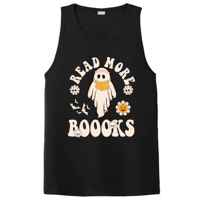 Booooks Ghost Boo Reading Books Library Halloween Teacher Cute Gift PosiCharge Competitor Tank