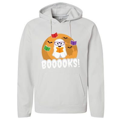 Booooks Ghost Boo Read Books Library Gift Funny Performance Fleece Hoodie