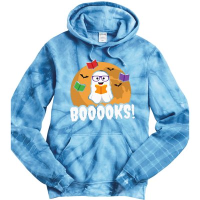 Booooks Ghost Boo Read Books Library Gift Funny Tie Dye Hoodie