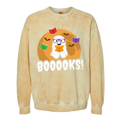 Booooks Ghost Boo Read Books Library Gift Funny Colorblast Crewneck Sweatshirt