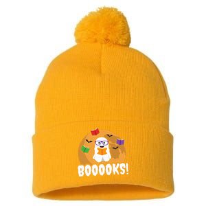 Booooks Ghost Boo Read Books Library Gift Funny Pom Pom 12in Knit Beanie