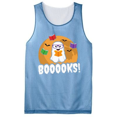 Booooks Ghost Boo Read Books Library Gift Funny Mesh Reversible Basketball Jersey Tank