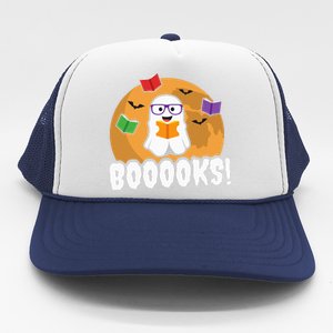 Booooks Ghost Boo Read Books Library Gift Funny Trucker Hat