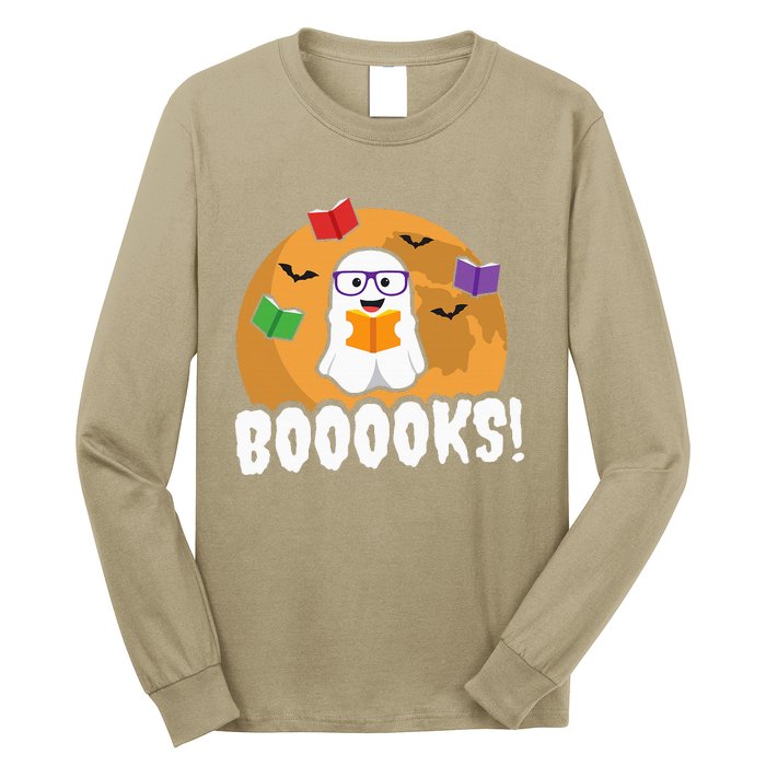 Booooks Ghost Boo Read Books Library Gift Funny Long Sleeve Shirt