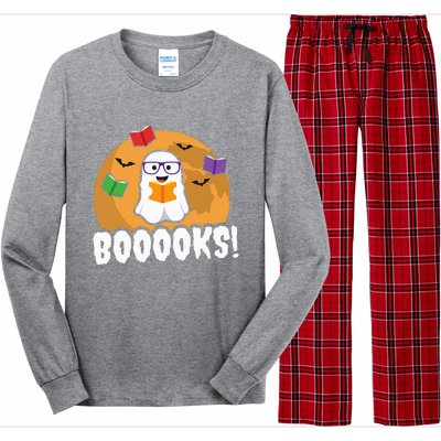 Booooks Ghost Boo Read Books Library Gift Funny Long Sleeve Pajama Set