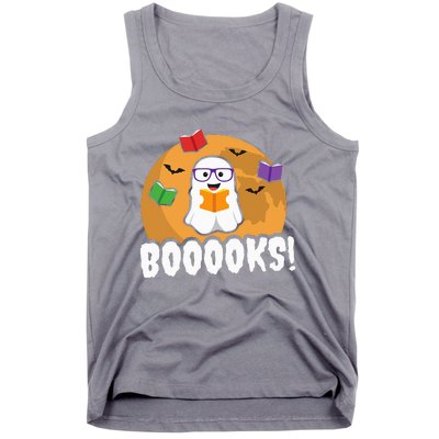 Booooks Ghost Boo Read Books Library Gift Funny Tank Top