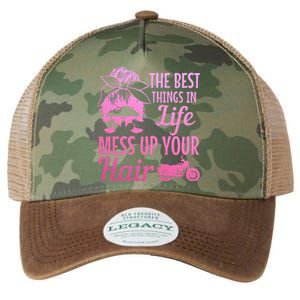 Biker Girl Best Things In Life Mess Up You Hair Motorcycle Legacy Tie Dye Trucker Hat