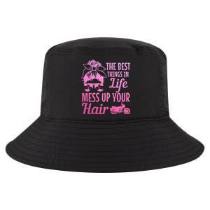 Biker Girl Best Things In Life Mess Up You Hair Motorcycle Cool Comfort Performance Bucket Hat