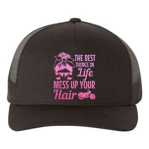 Biker Girl Best Things In Life Mess Up You Hair Motorcycle Yupoong Adult 5-Panel Trucker Hat