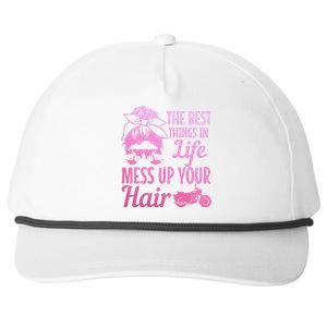 Biker Girl Best Things In Life Mess Up You Hair Motorcycle Snapback Five-Panel Rope Hat