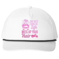 Biker Girl Best Things In Life Mess Up You Hair Motorcycle Snapback Five-Panel Rope Hat