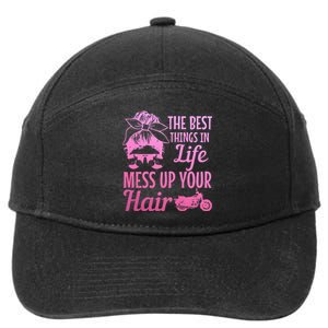 Biker Girl Best Things In Life Mess Up You Hair Motorcycle 7-Panel Snapback Hat