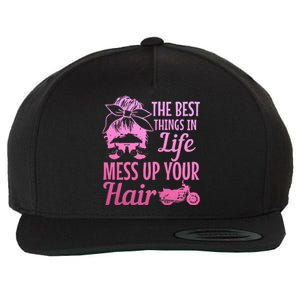 Biker Girl Best Things In Life Mess Up You Hair Motorcycle Wool Snapback Cap