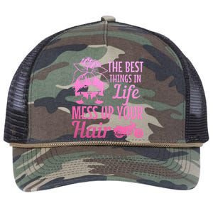 Biker Girl Best Things In Life Mess Up You Hair Motorcycle Retro Rope Trucker Hat Cap