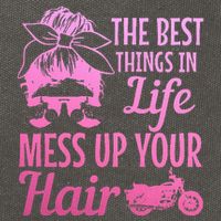 Biker Girl Best Things In Life Mess Up You Hair Motorcycle Cotton Canvas Backpack