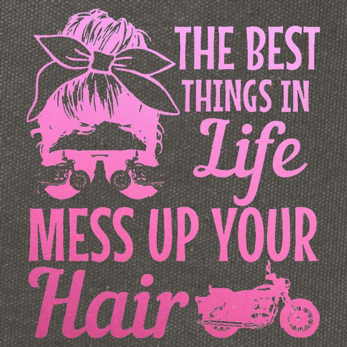 Biker Girl Best Things In Life Mess Up You Hair Motorcycle Cotton Canvas Backpack