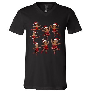 Ballet Gingerbread Ballet Dancer Dance Teacher Christmas V-Neck T-Shirt