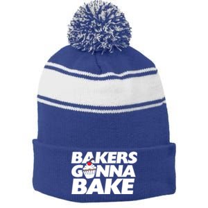 Bakers Gonna Bake Funny Gift Baking Cupcake Art Bakery Stripe Pom Pom Beanie