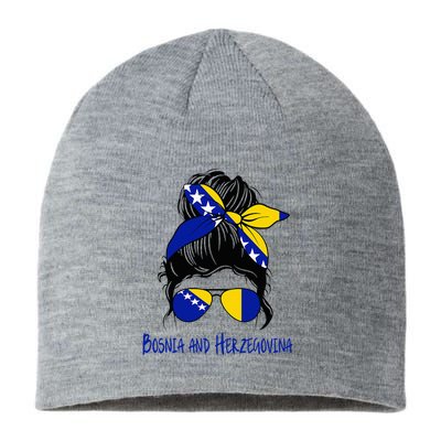 Bosnian Girl Bosniaks girl Bosnia and Herzegovina woman flag Sustainable Beanie