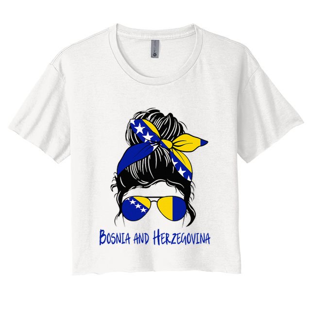 Bosnian Girl Bosniaks girl Bosnia and Herzegovina woman flag Crop Top