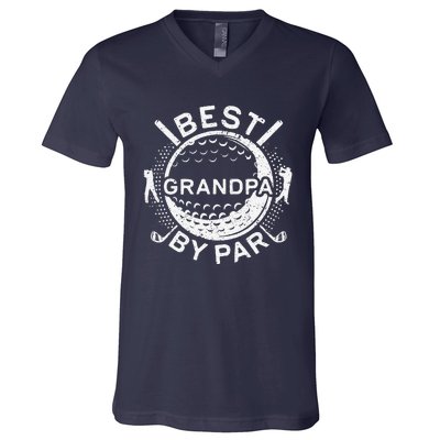 Best Grandpa By Par Golf Lover Fathers Day V-Neck T-Shirt