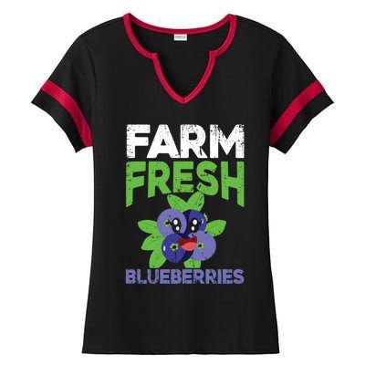 Blueberries Graphics Blueberry Lover Farmer Blueberry Fruit Cool Gift Ladies Halftime Notch Neck Tee