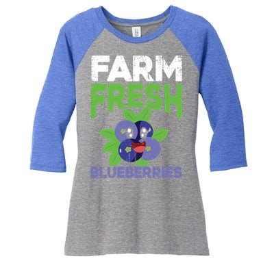 Blueberries Graphics Blueberry Lover Farmer Blueberry Fruit Cool Gift Women's Tri-Blend 3/4-Sleeve Raglan Shirt