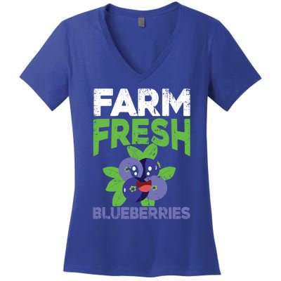 Blueberries Graphics Blueberry Lover Farmer Blueberry Fruit Cool Gift Women's V-Neck T-Shirt