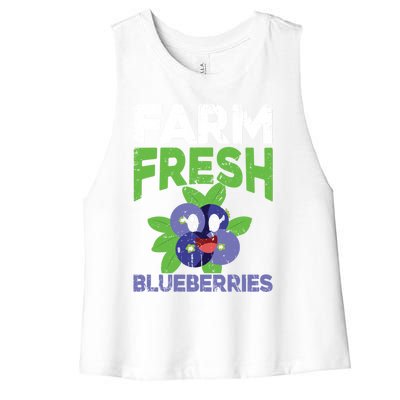 Blueberries Graphics Blueberry Lover Farmer Blueberry Fruit Cool Gift Women's Racerback Cropped Tank