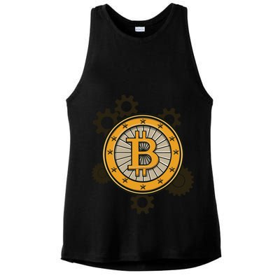 Bitcoin Gears Ladies PosiCharge Tri-Blend Wicking Tank