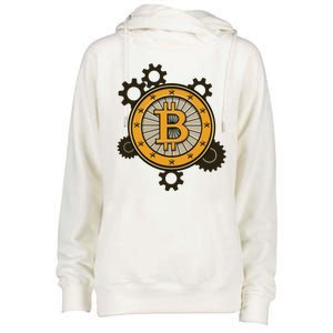 Bitcoin Gears Womens Funnel Neck Pullover Hood