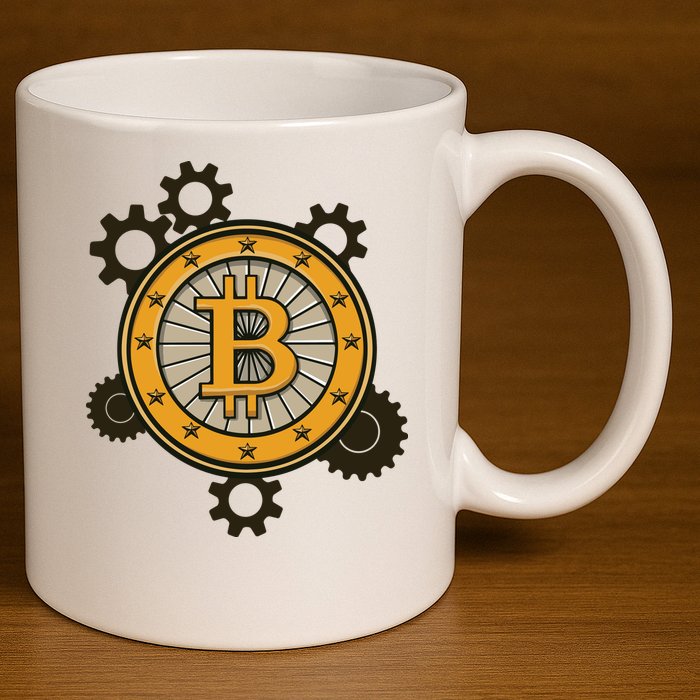 Bitcoin Gears 11oz C Handle Ceramic Mug