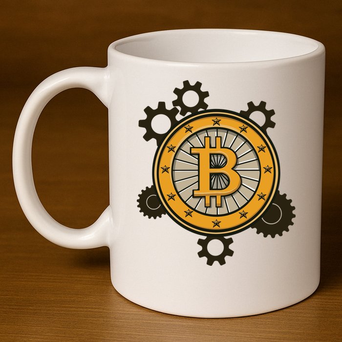 Bitcoin Gears 11oz C Handle Ceramic Mug