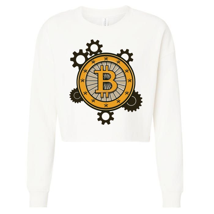 Bitcoin Gears Cropped Pullover Crew