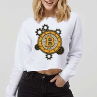 Bitcoin Gears Cropped Pullover Crew