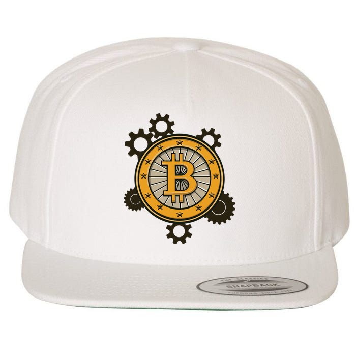Bitcoin Gears Wool Snapback Cap