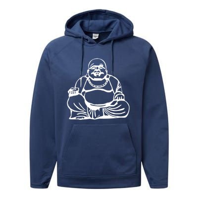 Buddha Gift Blue Small Performance Fleece Hoodie