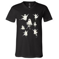 Ballet Ghost Ballet Dancer Spooky Dance Teacher Halloween Gift V-Neck T-Shirt