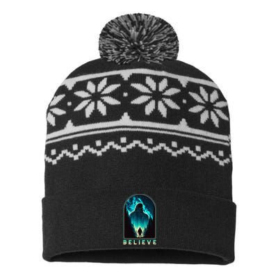 Believe Galactic Bigfoot Milky Way Sasquatch Stars Beautiful USA-Made Snowflake Beanie