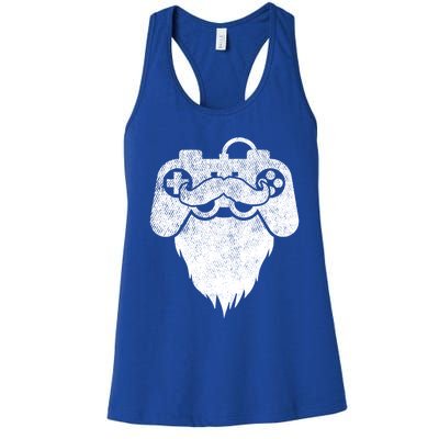 Bearded Gamer Beard Dad Gaming Cool Videogame Controller Gift Women's Racerback Tank