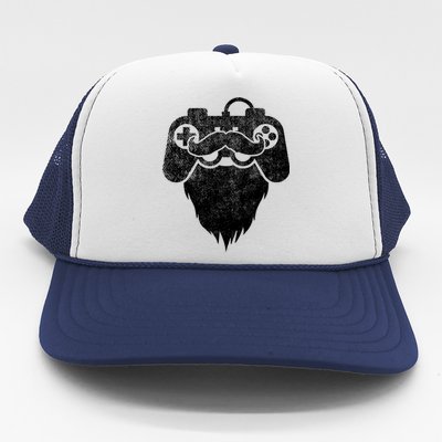 Bearded Gamer Beard Dad Gaming Cool Videogame Controller Gift Trucker Hat