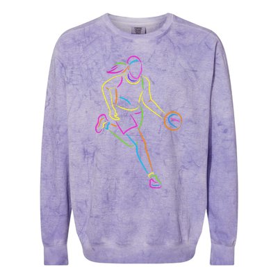 Basketball Girl Bball Basketball Colorblast Crewneck Sweatshirt