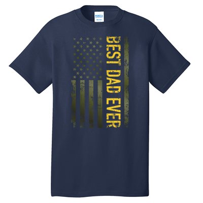 Best Gifts Best Dad Ever American Military Camouflage Flag Tall T-Shirt